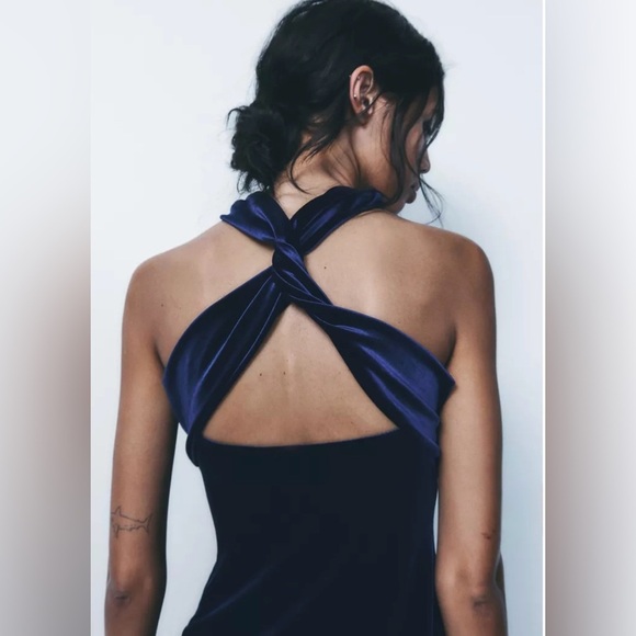 Women’s Zara Velvet Tube Top Twist Back Neck Wrap 9511/072/490 Large - Picture 3 of 16